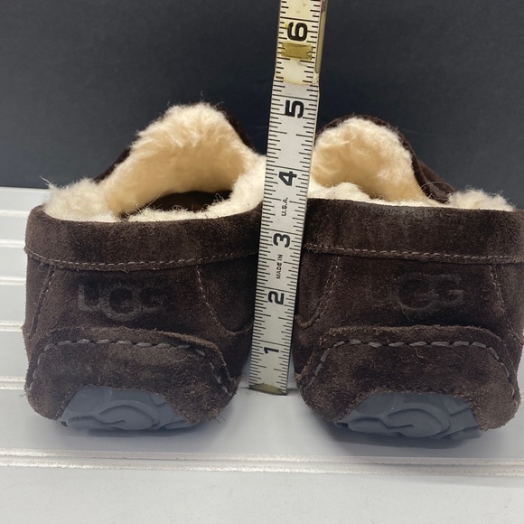 UGG Ascot Brown Leather Moccasin Slip on Lined Slipper Soft Shoes Size 11 - Picture 10 of 17
